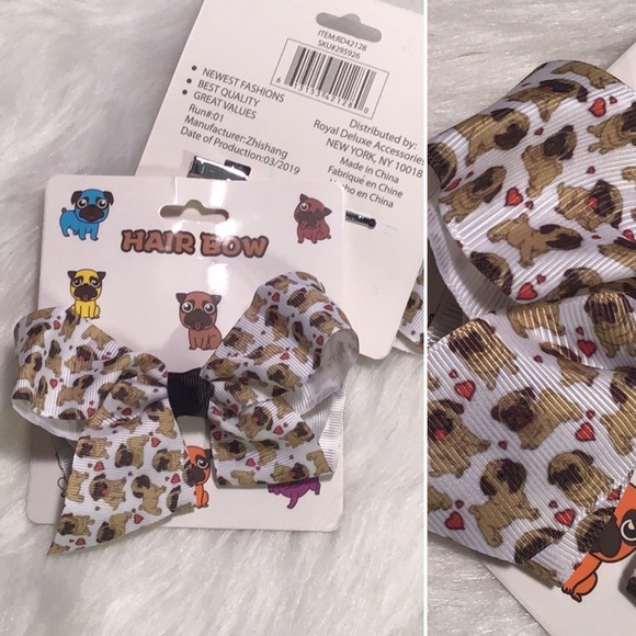 Accessories - Pug - hair bow - super cute